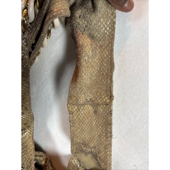Michael Kors Large Python Embossed Leather Hobo Bag With Chain Strap - Picture 10 of 16